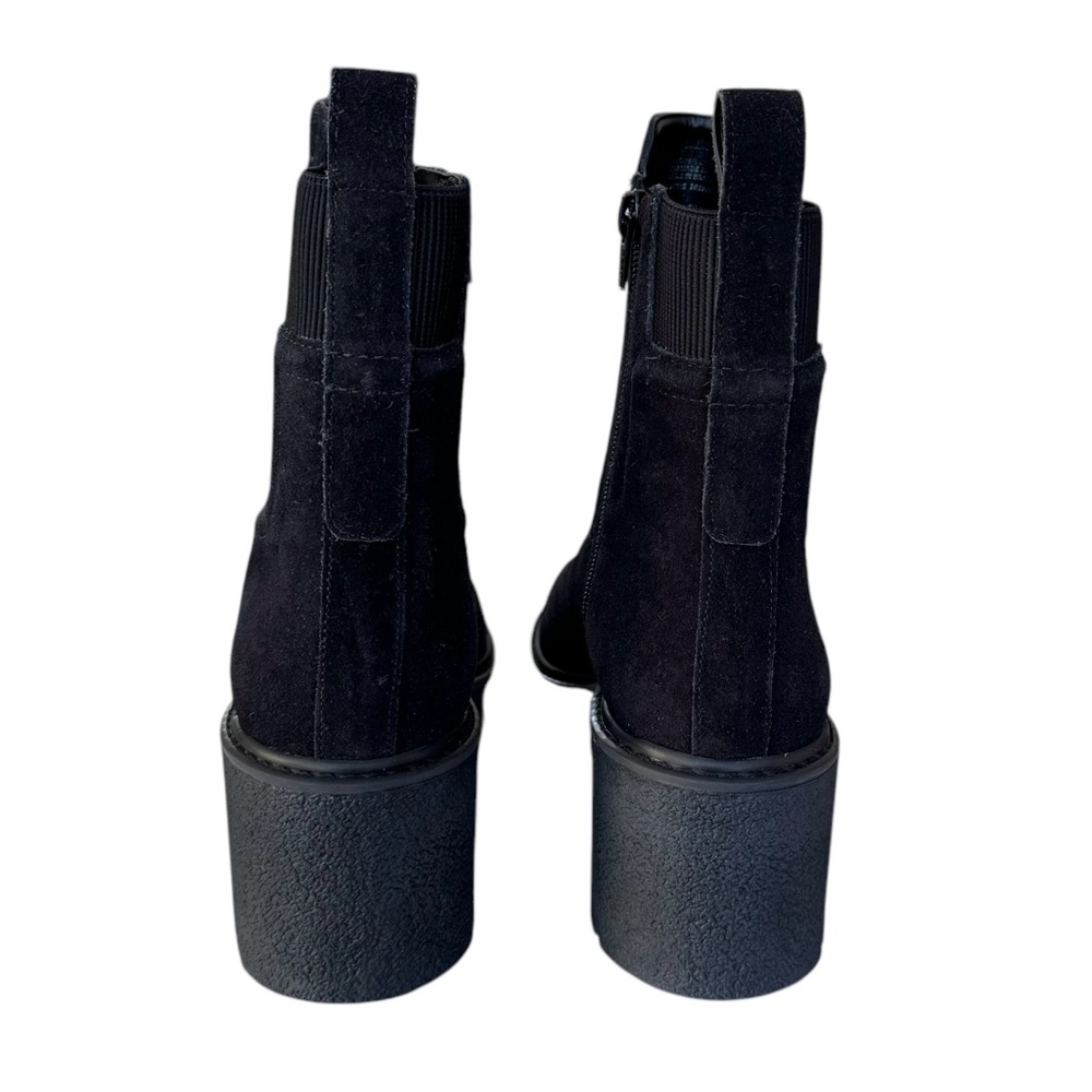 Chelsea & Violet Genuine Suede Black Moto Combat Boots - Picture 6 of 10